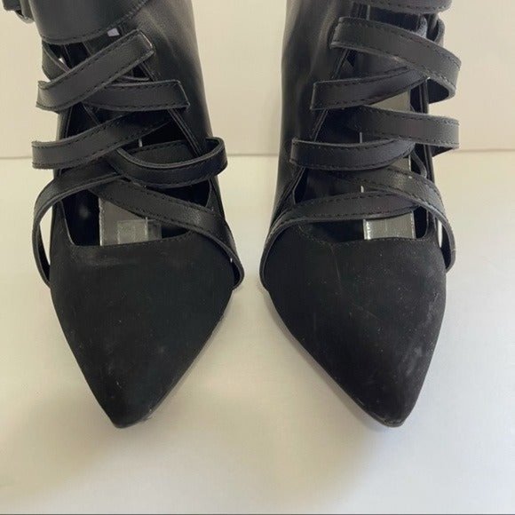 Qupid Black Ankle Boots Buckled Straps #6.5 - Picture 2 of 9
